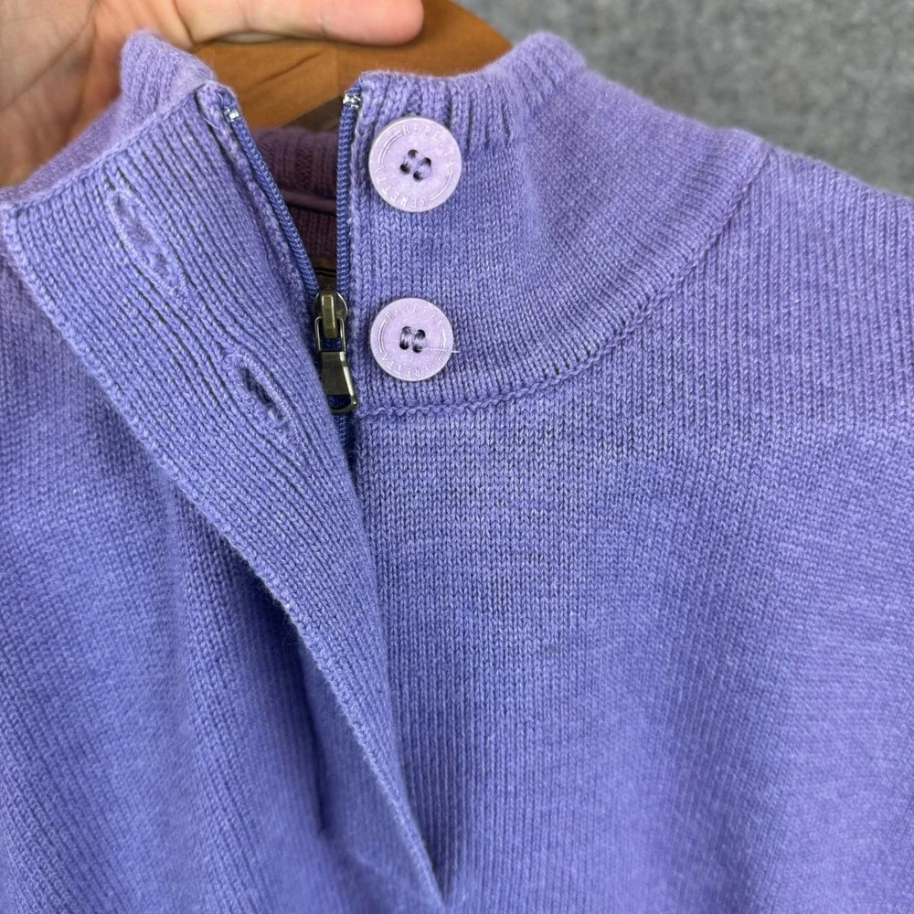 Beretta 1/4 Zip Mock Neck Sweater Mens Medium Purple Made in Italy Cotton